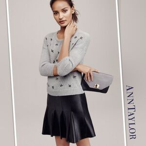 Ann Taylor Women's Gray Embellished Cropped Wool Sweater. Size Small